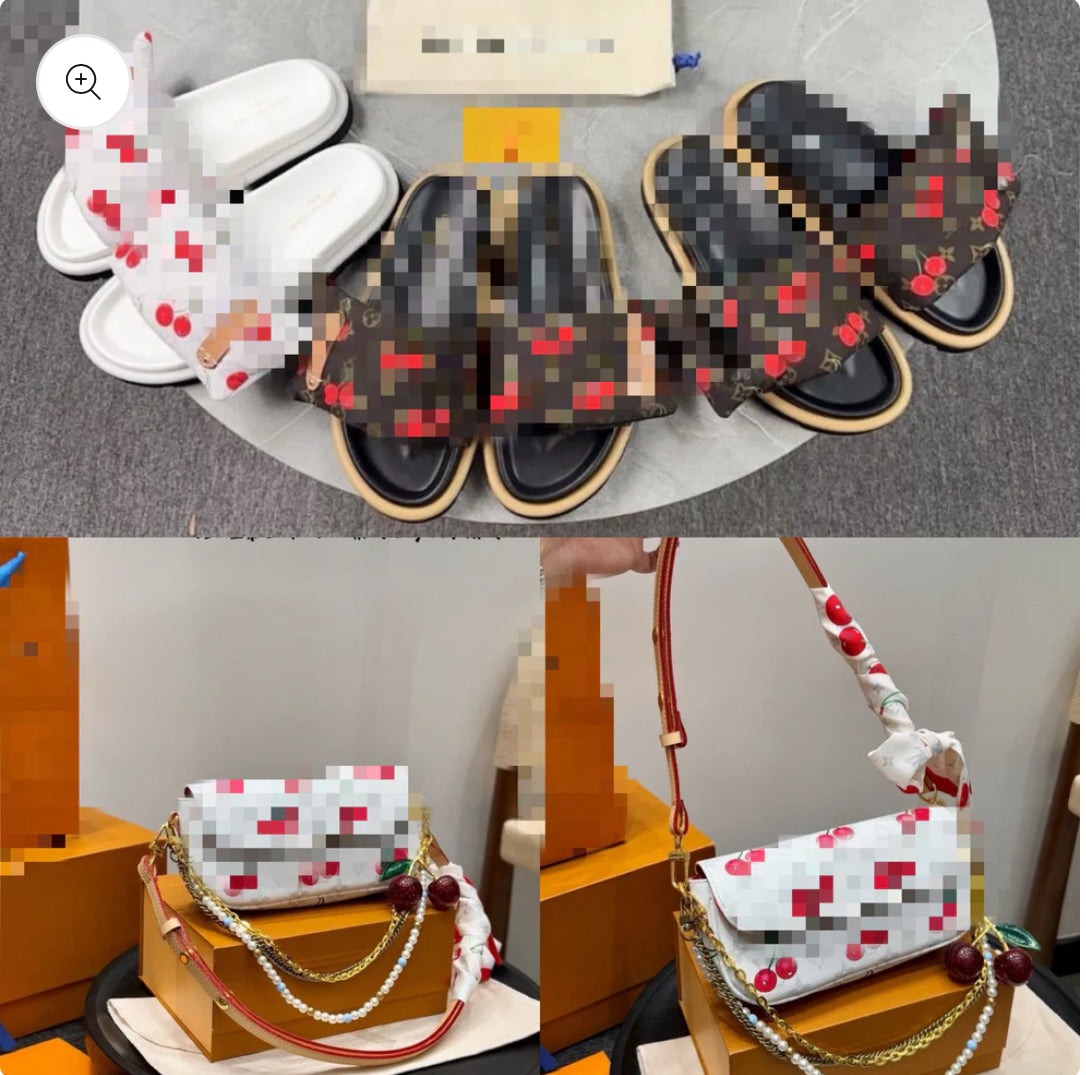 White cherry slider & bag set