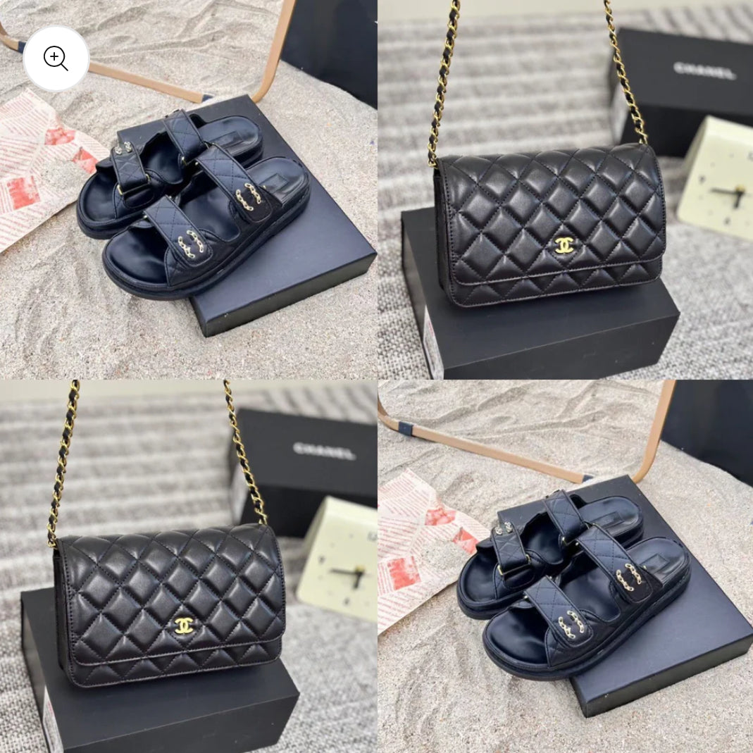 Black sandals & bag set
