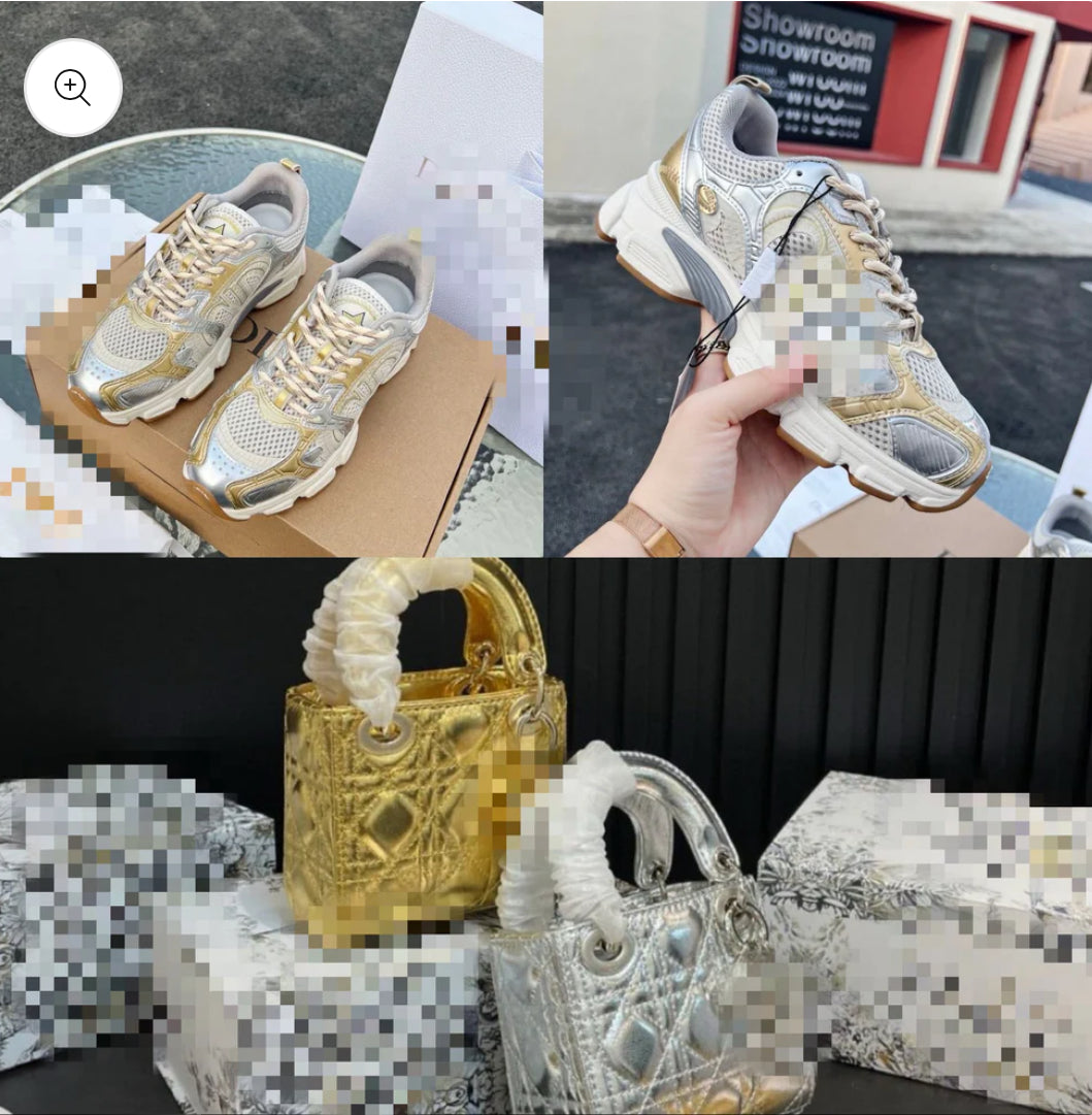 Gold trainers & bag set