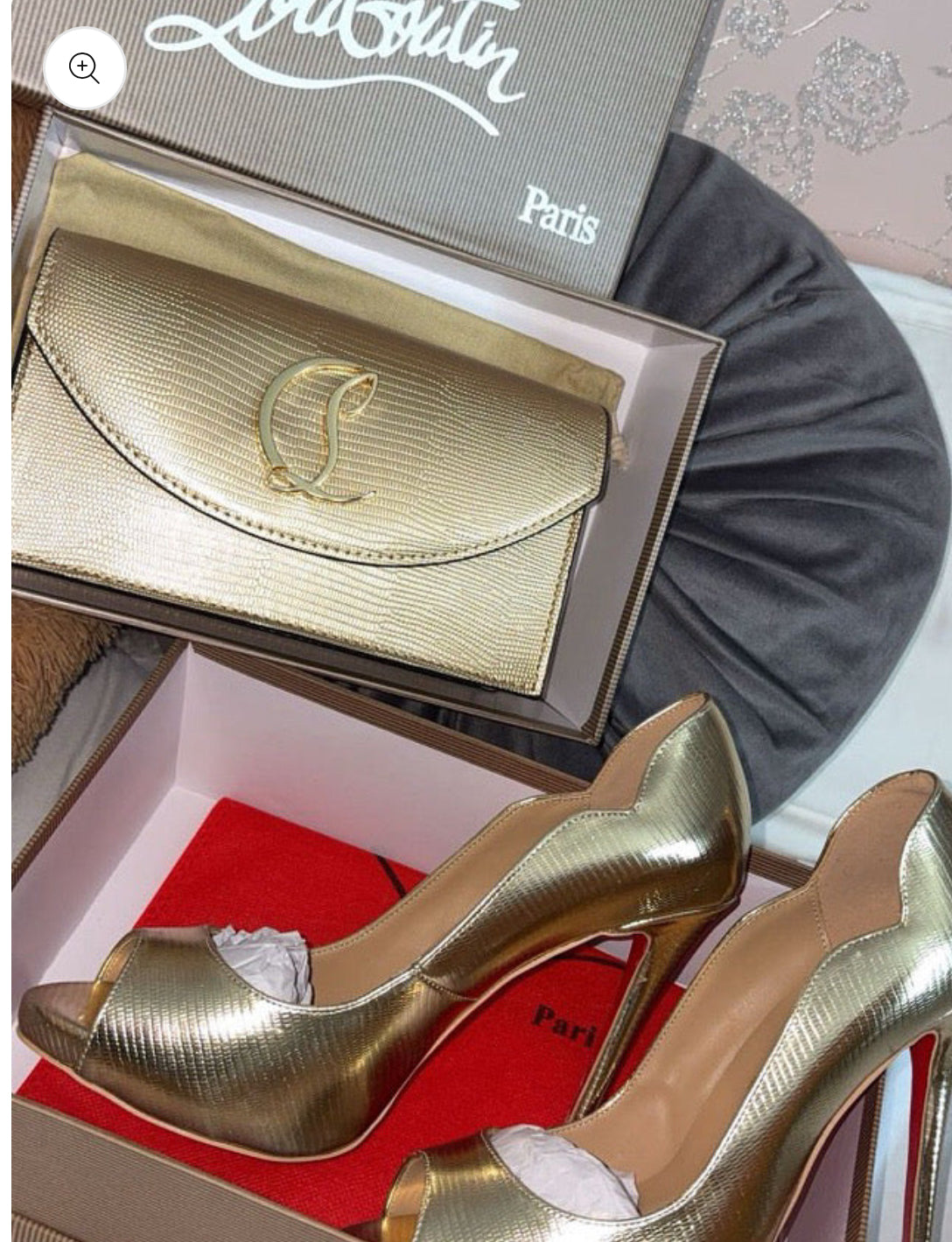 Gold heel and bag set