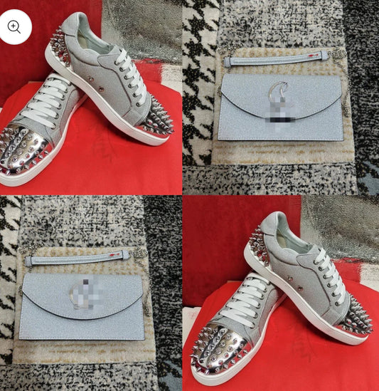 Silver stud trainers and bag set