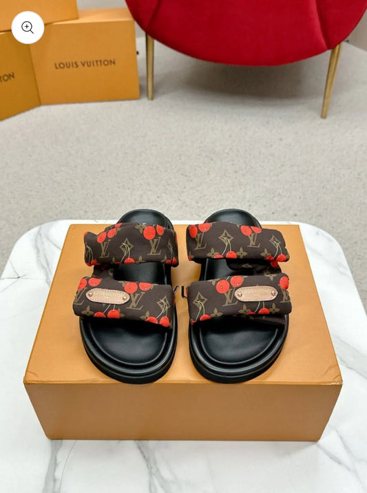 Brown cherry sandals