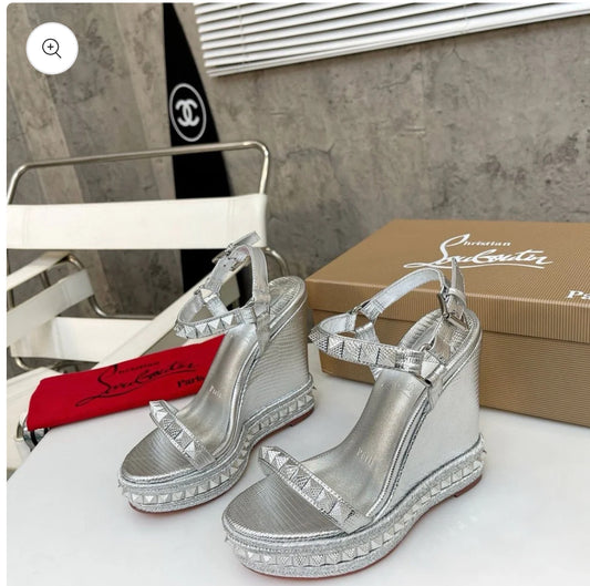 Silver wedge heel